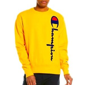 Champion yellow crewneck sweater size Large